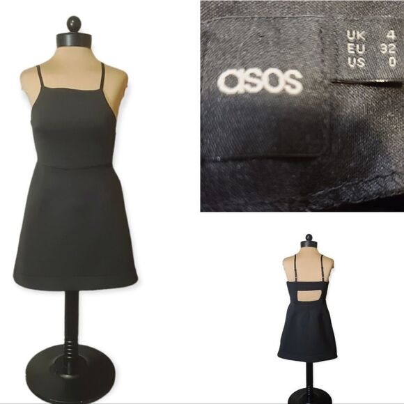 ASOS Scuba Black Mini Dress Size 0 - Picture 1 of 7